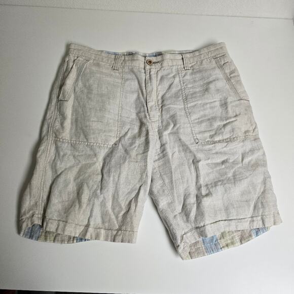 Tommy Bahama Relax Reversible Linen Shorts Size 36 – Plaid, Coastal Prep, 2-in-1 - Picture 4 of 16